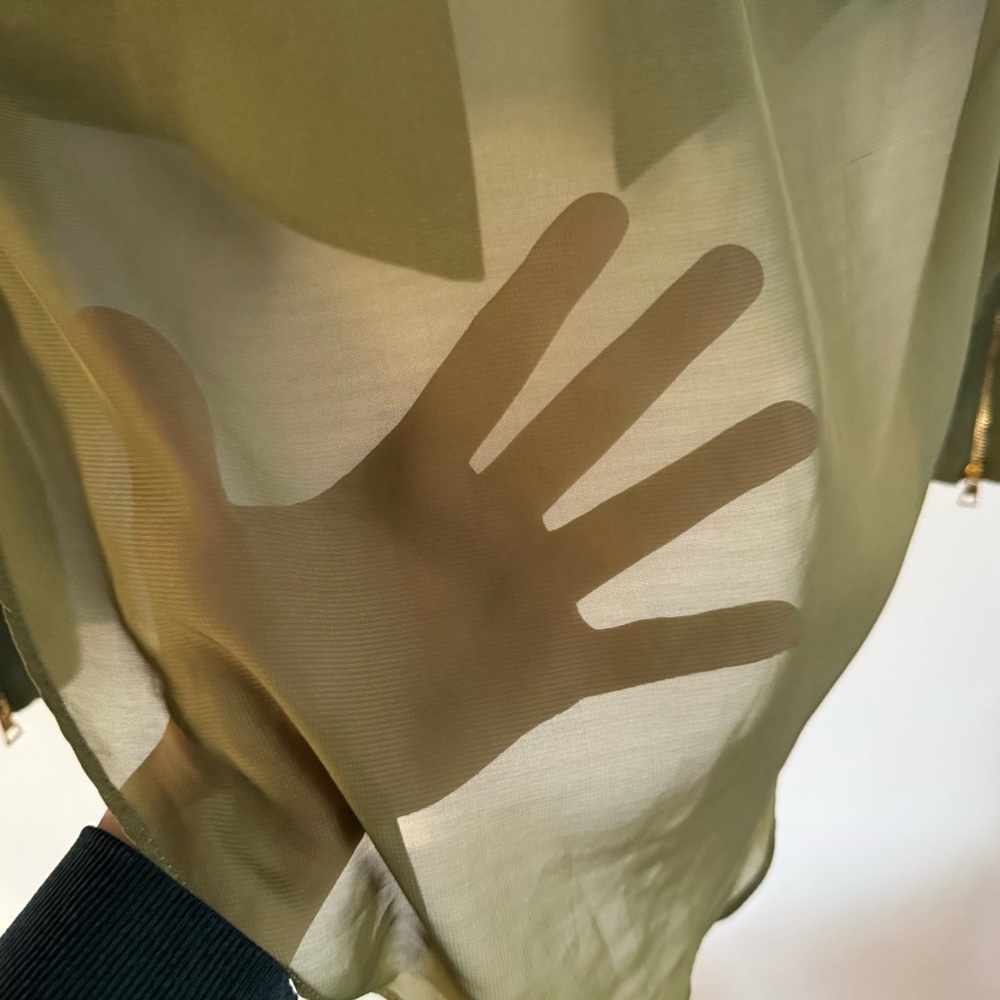 Guess Olive Green Jacket with Sheer Barely There Back XS - Picture 4 of 10